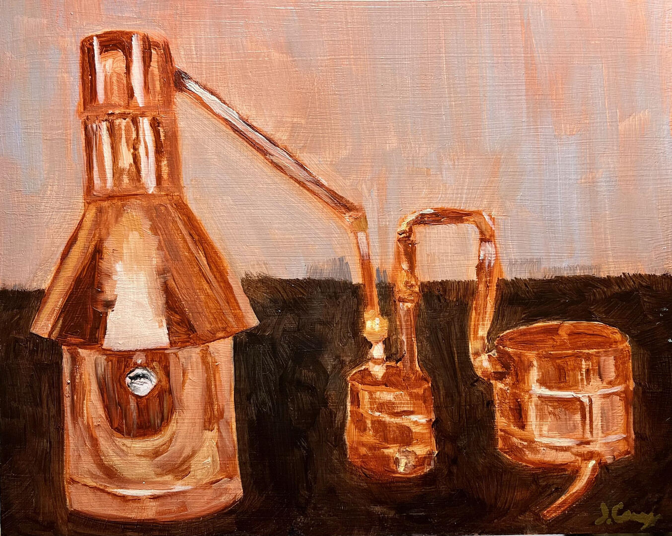 “Copper Still” Oil on wood panel, 8"x10", Available. $125